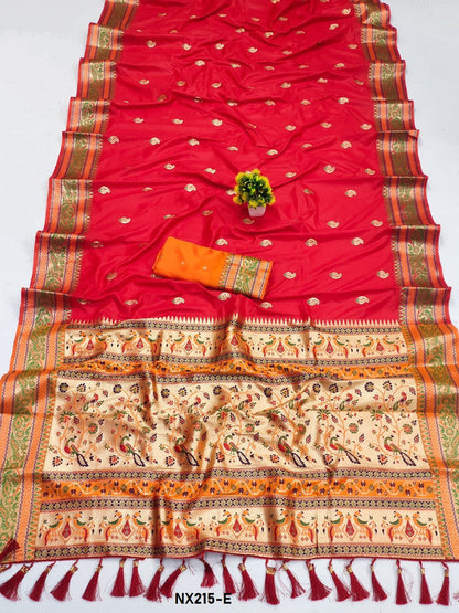 Authentic Paithani Silk Saree with Beautiful Colors