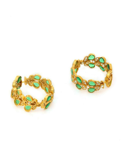 Women's Natural Green Stone with Moissanite Diamond earrings - Ruby Raang