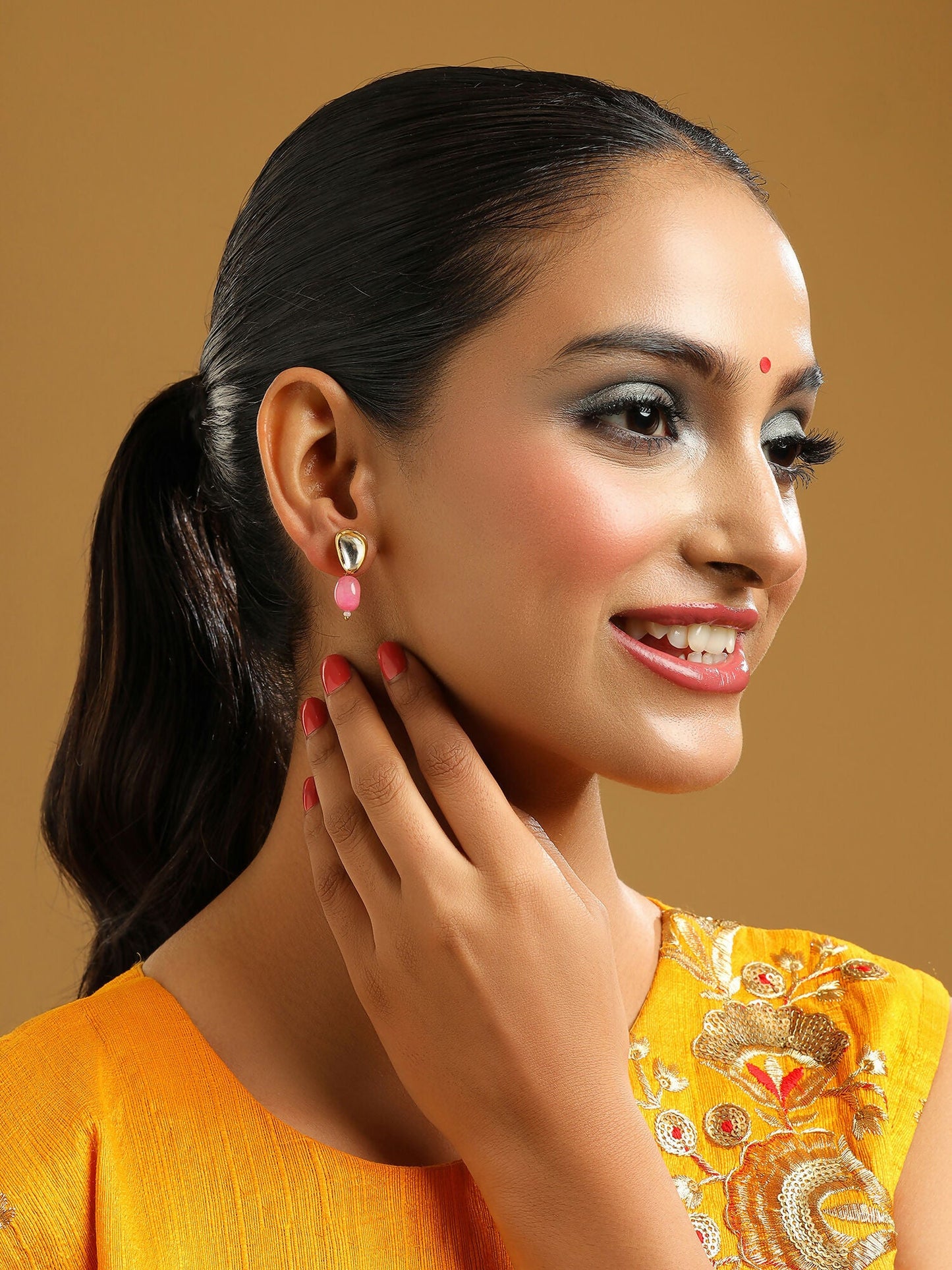 Ruby Raang Pink Kundan Studs