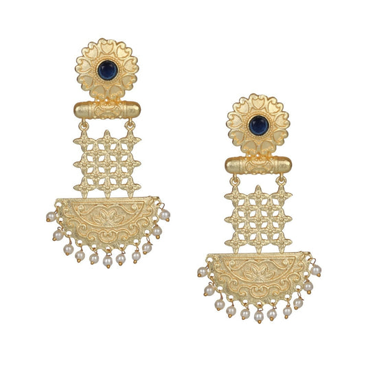 Joban Fashion Women Matte Gold Brass Earrings