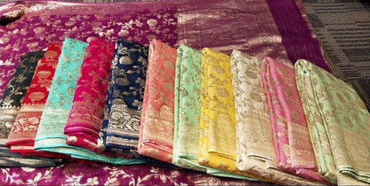 Banarasi Georgette Zari Work Floral Saree