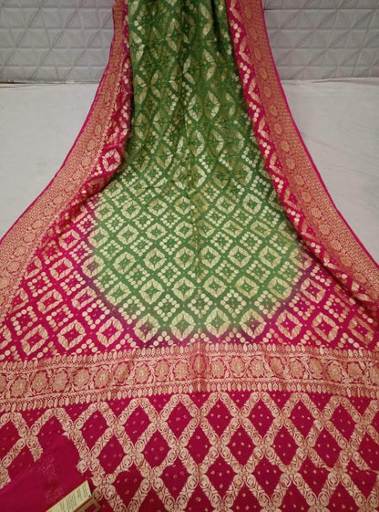 Banarasi Handloom Pure Khaddi Chiffon Georgette Silk Saree