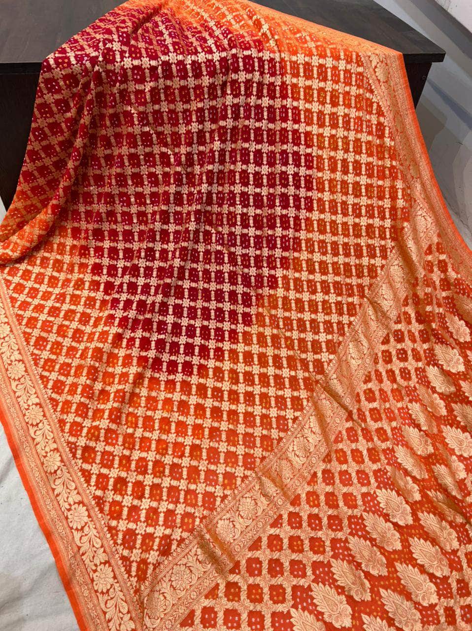 Banarasi Handloom Pure Khaddi Chiffon Georgette Silk Saree