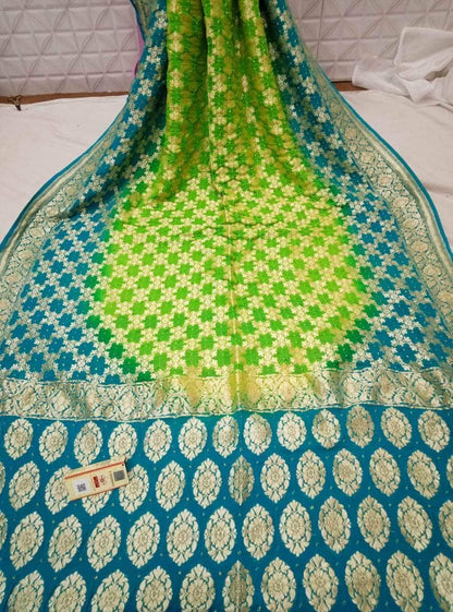Banarasi Handloom Pure Khaddi Chiffon Georgette Silk Saree