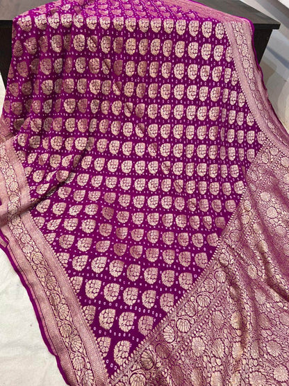 Banarasi Handloom Pure Khaddi Chiffon Georgette Silk Saree