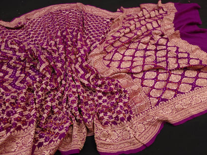 Banarasi Handloom Pure Khaddi Chiffon Georgette Silk Saree