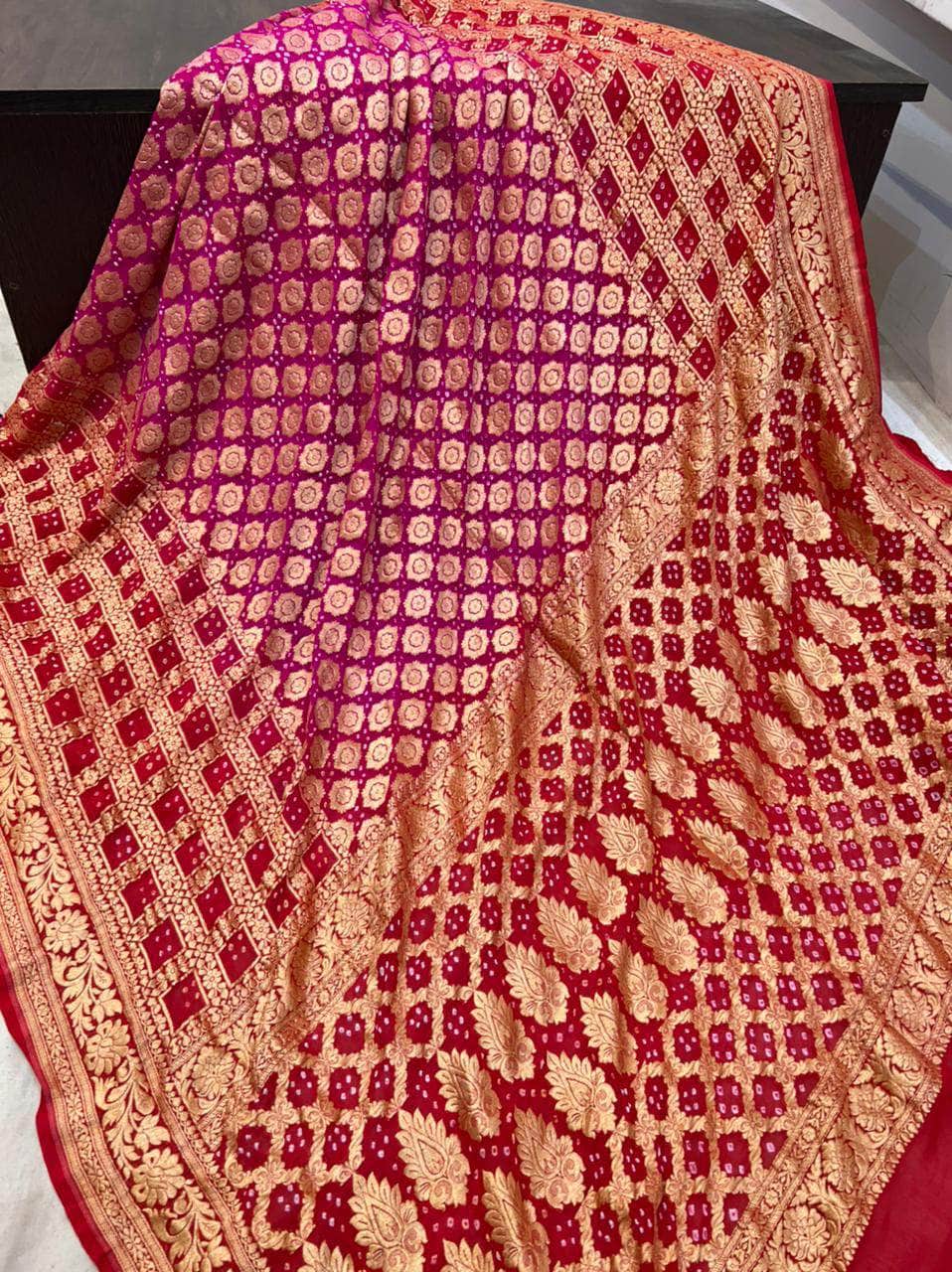 Banarasi Handloom Pure Khaddi Chiffon Georgette Silk Saree