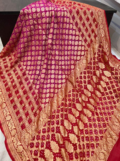 Banarasi Handloom Pure Khaddi Chiffon Georgette Silk Saree