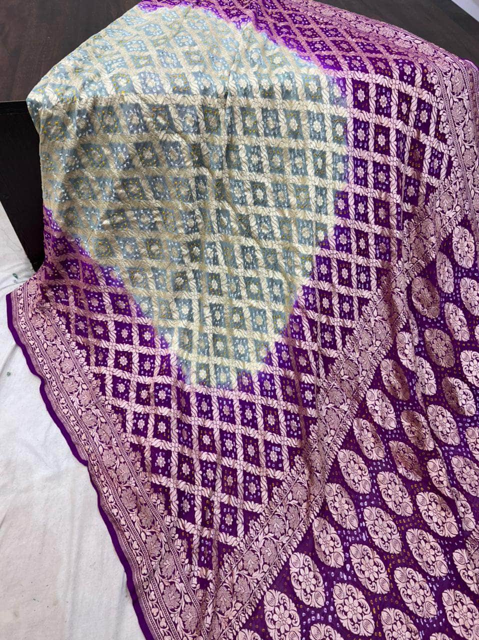 Banarasi Handloom Pure Khaddi Chiffon Georgette Silk Saree