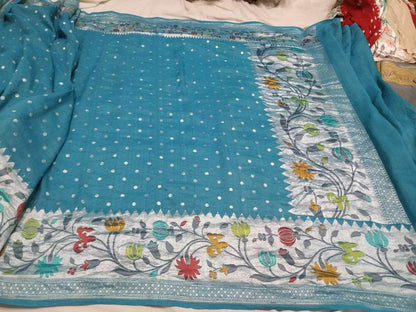 Banarasi Silk Saree with meenakari  border and Zari booti