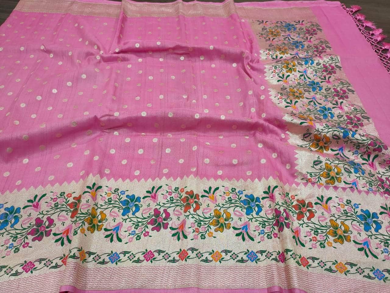 Banarasi Silk Saree with meenakari  border and Zari booti