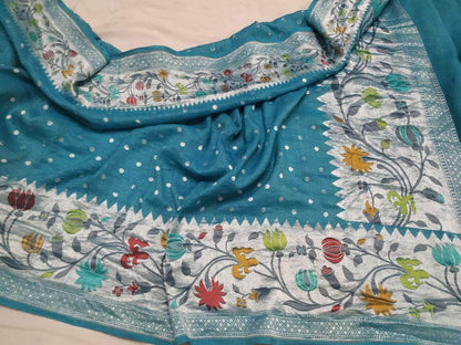 Banarasi Silk Saree with meenakari  border and Zari booti