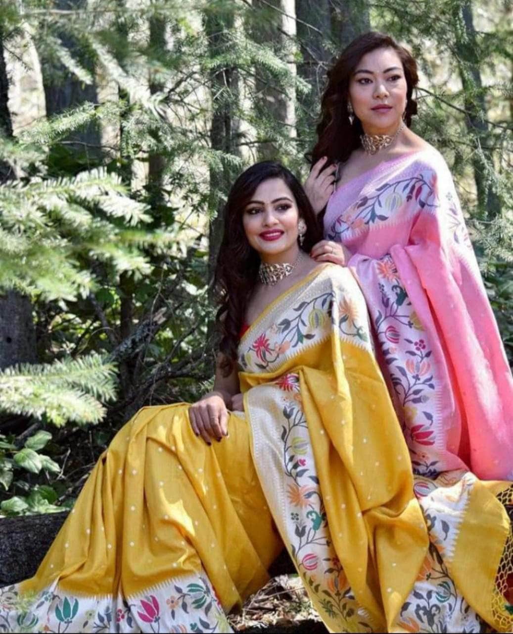 Banarasi Silk Saree with meenakari  border and Zari booti