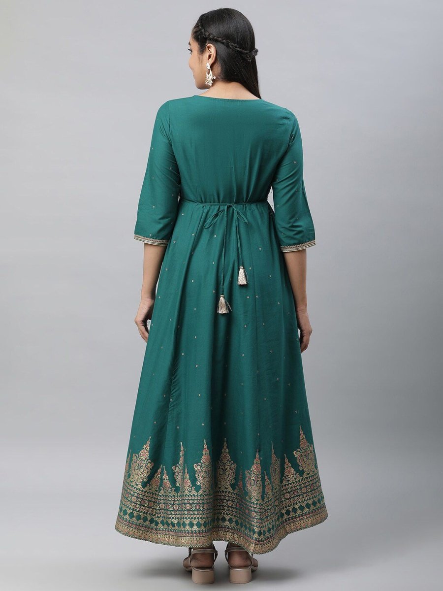 AURELIA Ethnic Motifs Printed Maxi Pure Cotton Ethnic Dresses