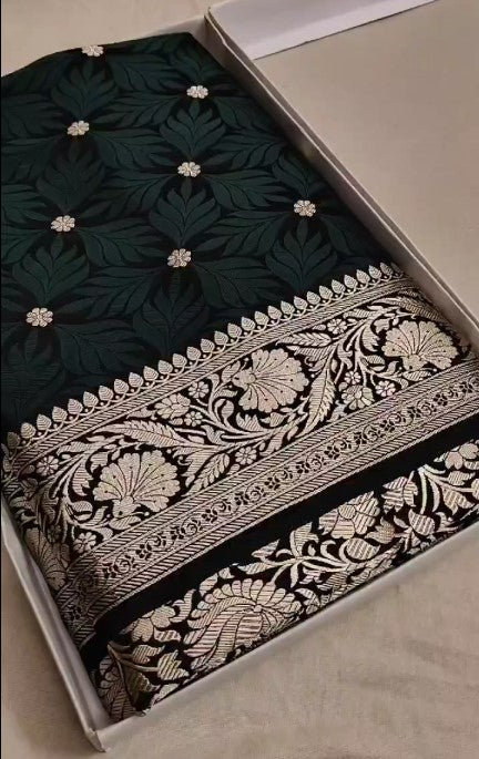 Beautiful Antique Gold Zari Work Banarasi Mashru Silk Saree