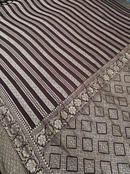 Beautiful Banarasi Lahariya Stripe Designer Khaddi Chiffon Saree