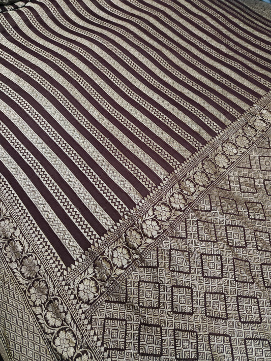 Beautiful Banarasi Lahariya Stripe Designer Khaddi Chiffon Saree