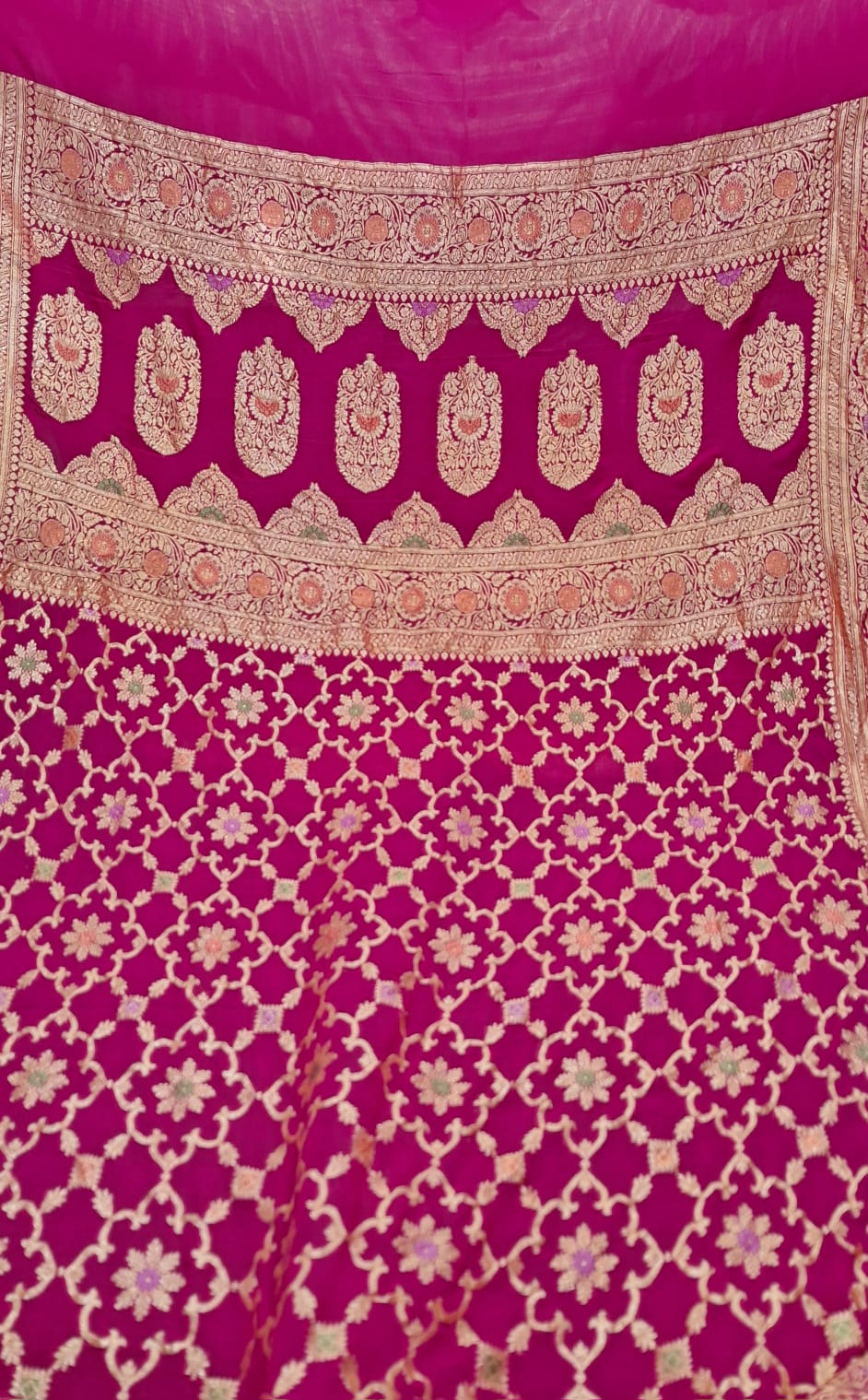 Beautiful Banarasi Lahariya Stripe Designer Khaddi Chiffon Saree