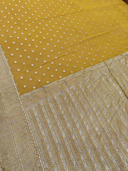 Beautiful Banarasi Lahariya Stripe Designer Khaddi Chiffon Saree