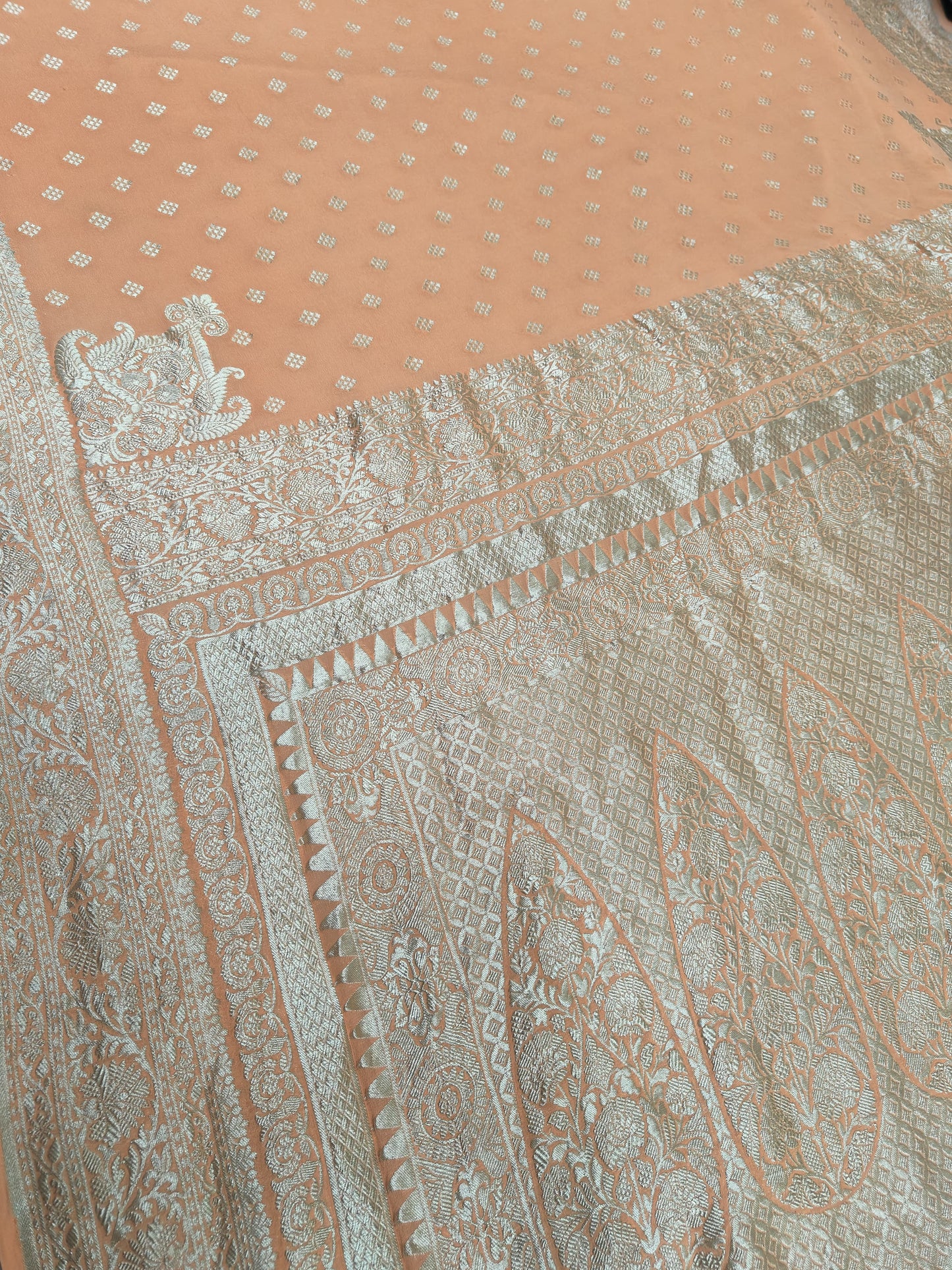 Beautiful Banarasi Lahariya Stripe Designer Khaddi Chiffon Saree