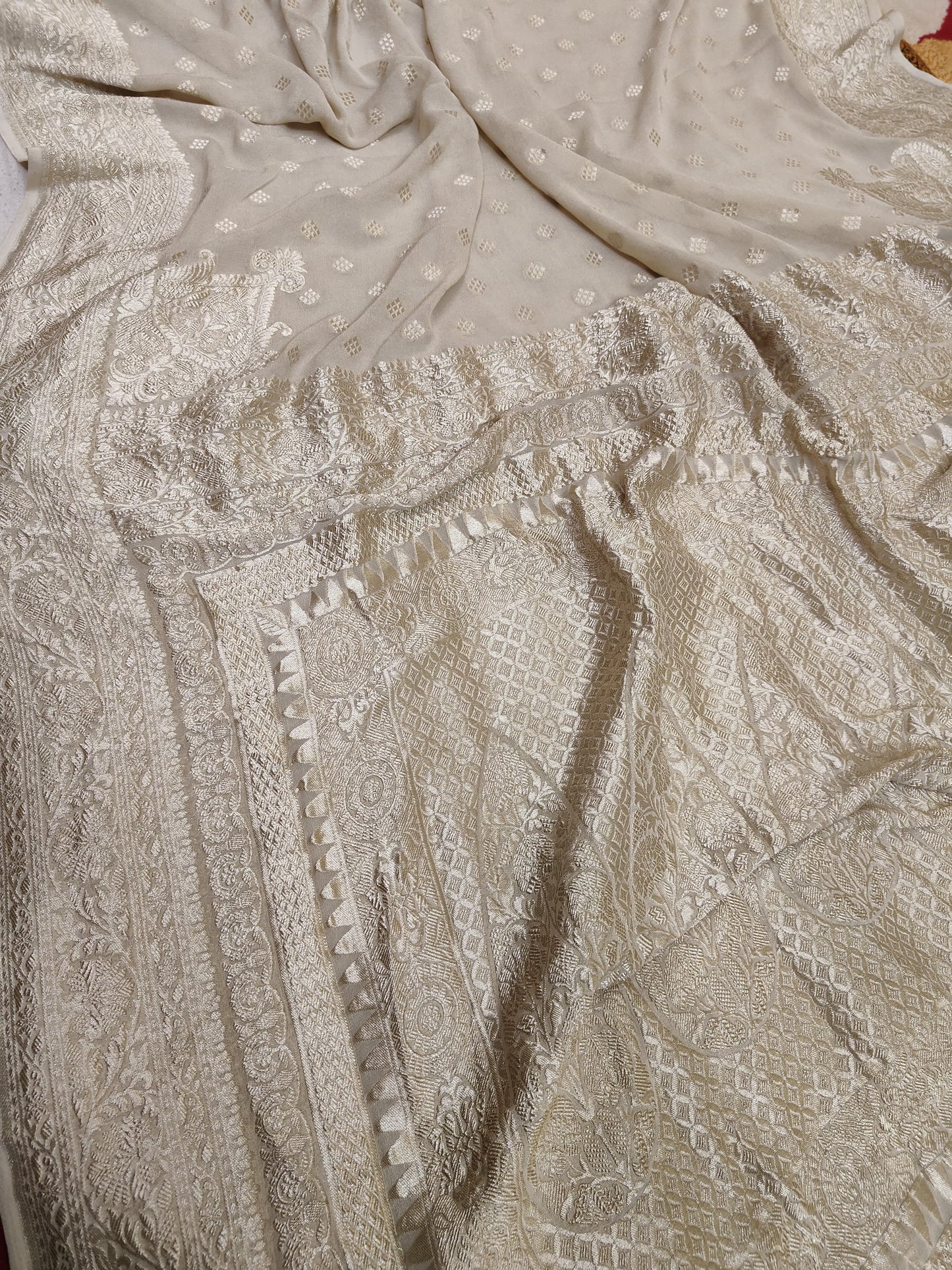 Beautiful Banarasi Lahariya Stripe Designer Khaddi Chiffon Saree