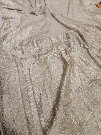 Beautiful Banarasi Lahariya Stripe Designer Khaddi Chiffon Saree