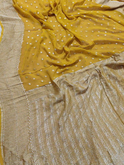 Beautiful Banarasi Lahariya Stripe Designer Khaddi Chiffon Saree