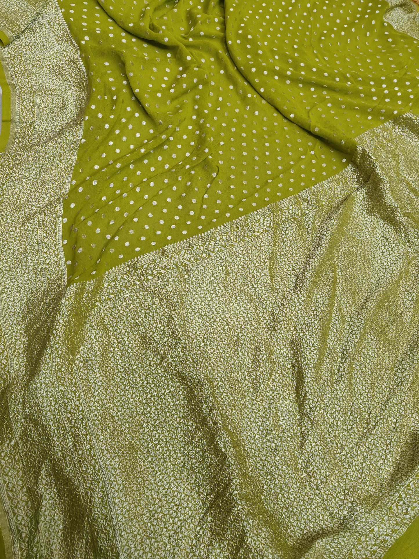 Beautiful Banarasi Lahariya Stripe Designer Khaddi Chiffon Saree