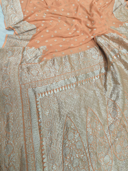 Beautiful Banarasi Lahariya Stripe Designer Khaddi Chiffon Saree