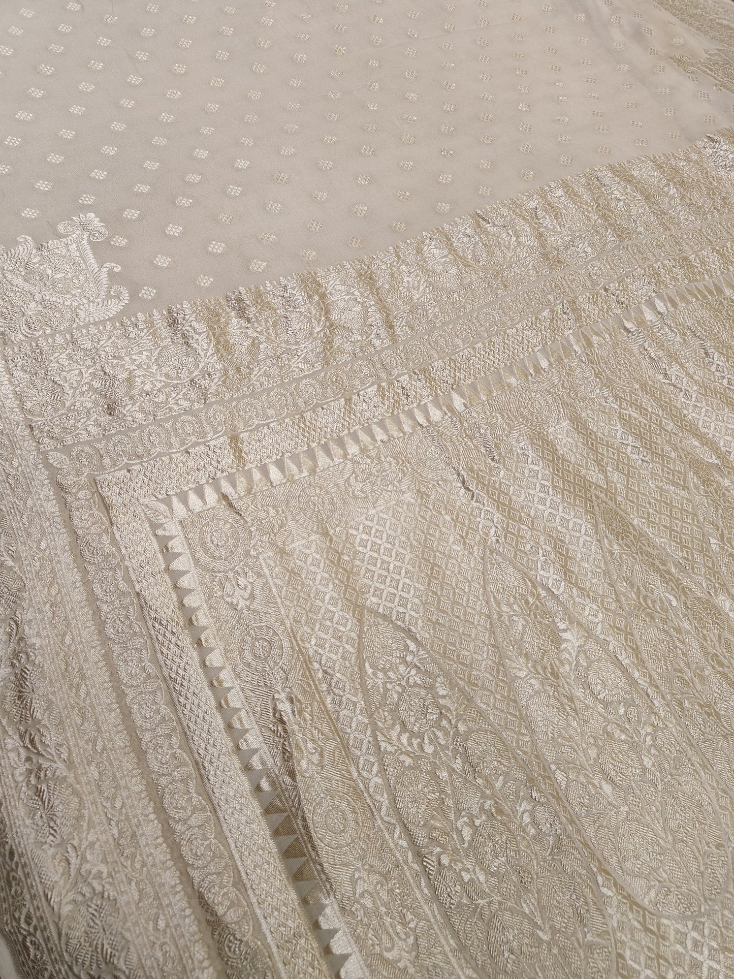 Beautiful Banarasi Lahariya Stripe Designer Khaddi Chiffon Saree