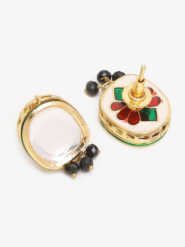 Beautiful Black And Golden Kundan Choker With Round Shape Studs