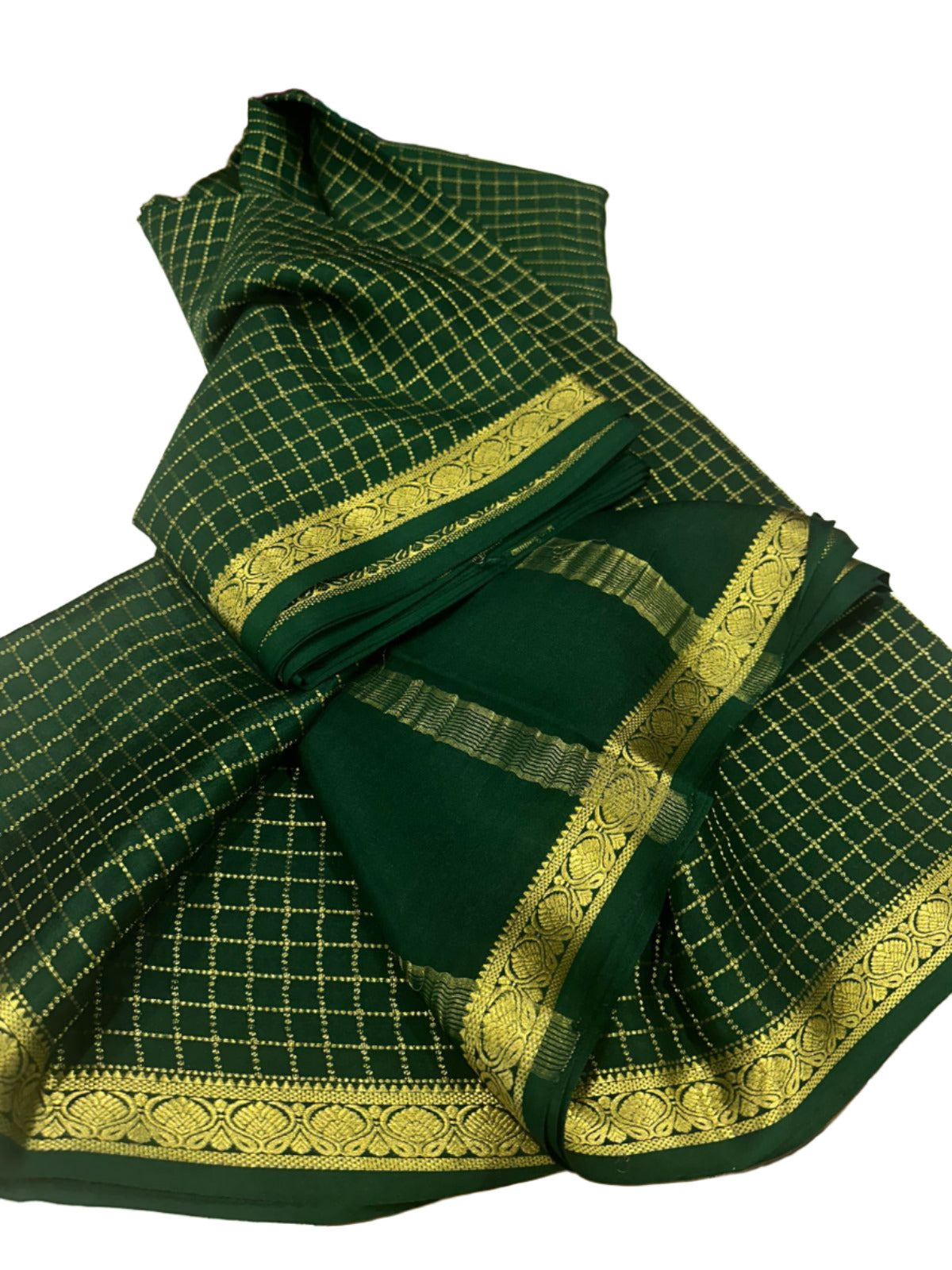 Beautiful Check Designer Pure Mysore Silk Saree