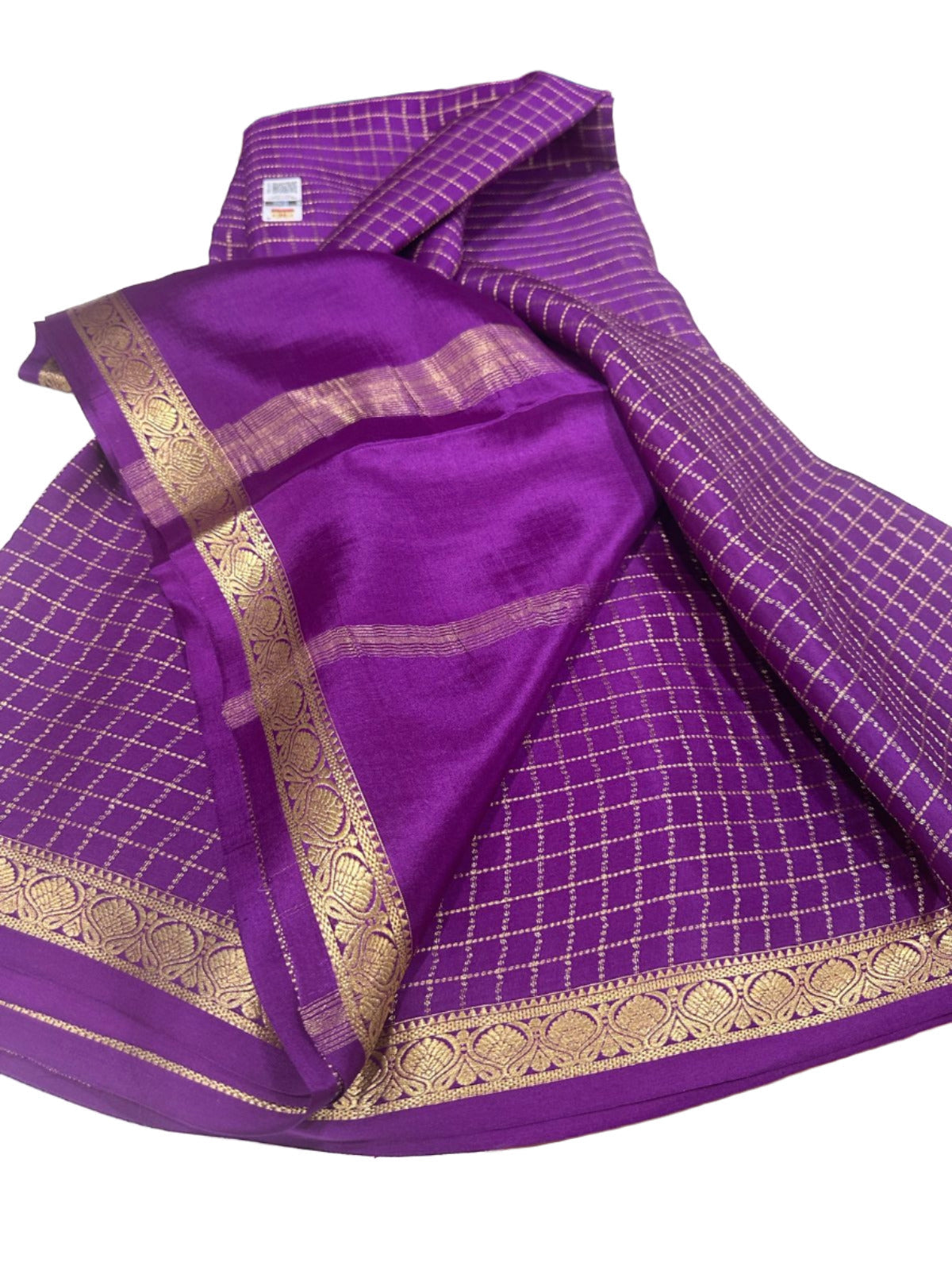 Beautiful Check Designer Pure Mysore Silk Saree