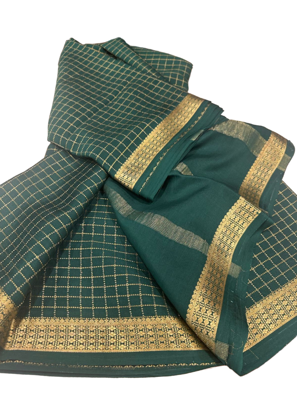 Beautiful Check Designer Pure Mysore Silk Saree