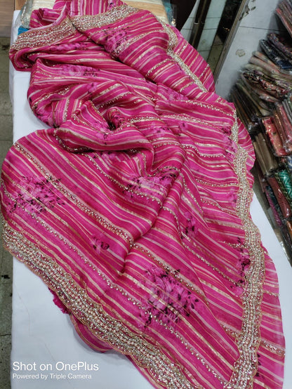 Beautiful Designer Organza Saree with sequin work