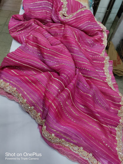 Beautiful Designer Organza Saree with sequin work