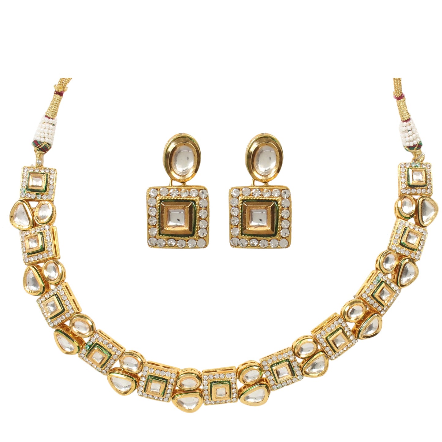 Beautiful Handcrafted Kundan Necklace with Pair of Earrings