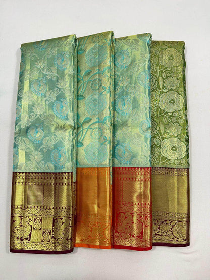 Beautiful Kanjivaram Authentic Silk Saree with floral patterns