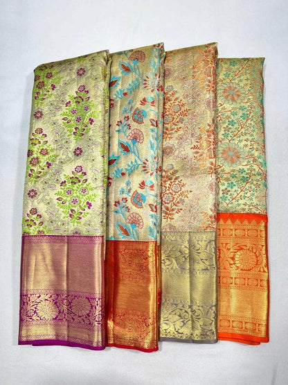 Beautiful Kanjivaram Authentic Silk Saree with floral patterns