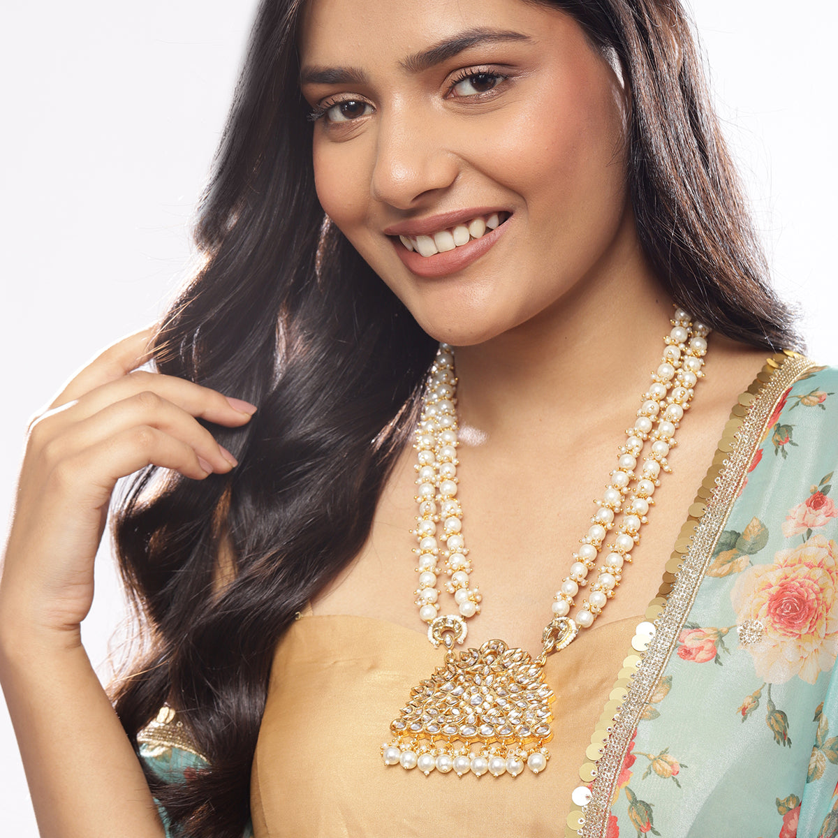 Beautiful Kundan Pearl Long Necklace