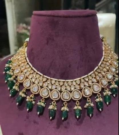 Beautiful Moisaanite Kundan Necklace Set with Earrings