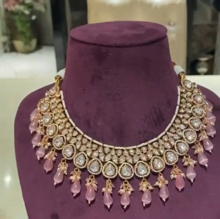 Beautiful Moisaanite Kundan Necklace Set with Earrings