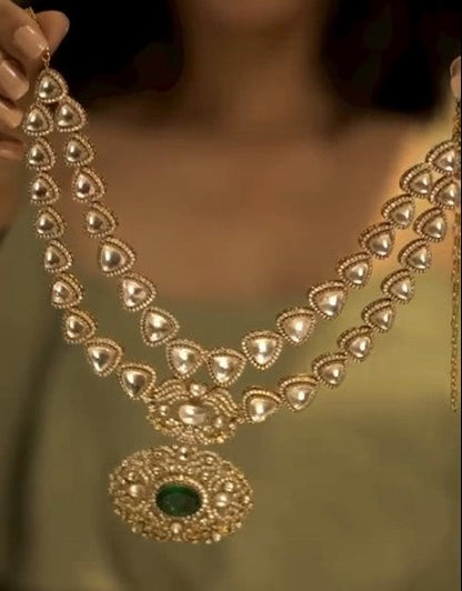 Beautiful Moissanite Kundan Doublet Stone Necklace Set