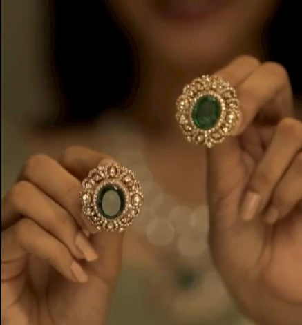 Beautiful Moissanite Kundan Doublet Stone Necklace Set