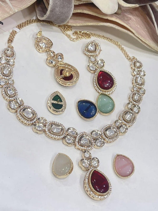 Beautiful Moissanite Stone Changeable Necklace Set