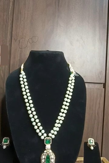 Beautiful Pearl and Stone Latest Designer Pendent Set