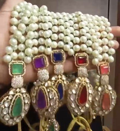 Beautiful Pearl and Stone Latest Designer Pendent Set