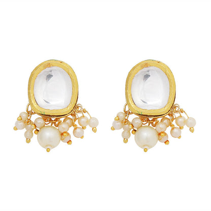 Beautiful Pearl Beaded Kundan Choker Necklace With Earrings