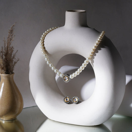 Beautiful Pearl Choker Kundan Necklace Set