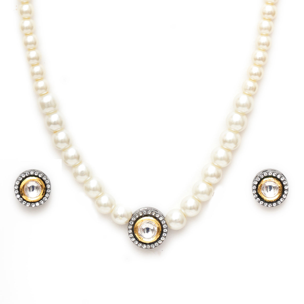 Beautiful Pearl Choker Kundan Necklace Set